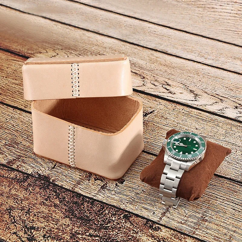 Vintage Square Portable Leather Watch Storage Box