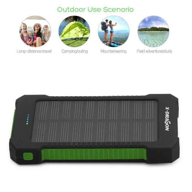 Waterproof Portable Solar Powered Phone /Battery Charger On The Go ! (20000mAh)