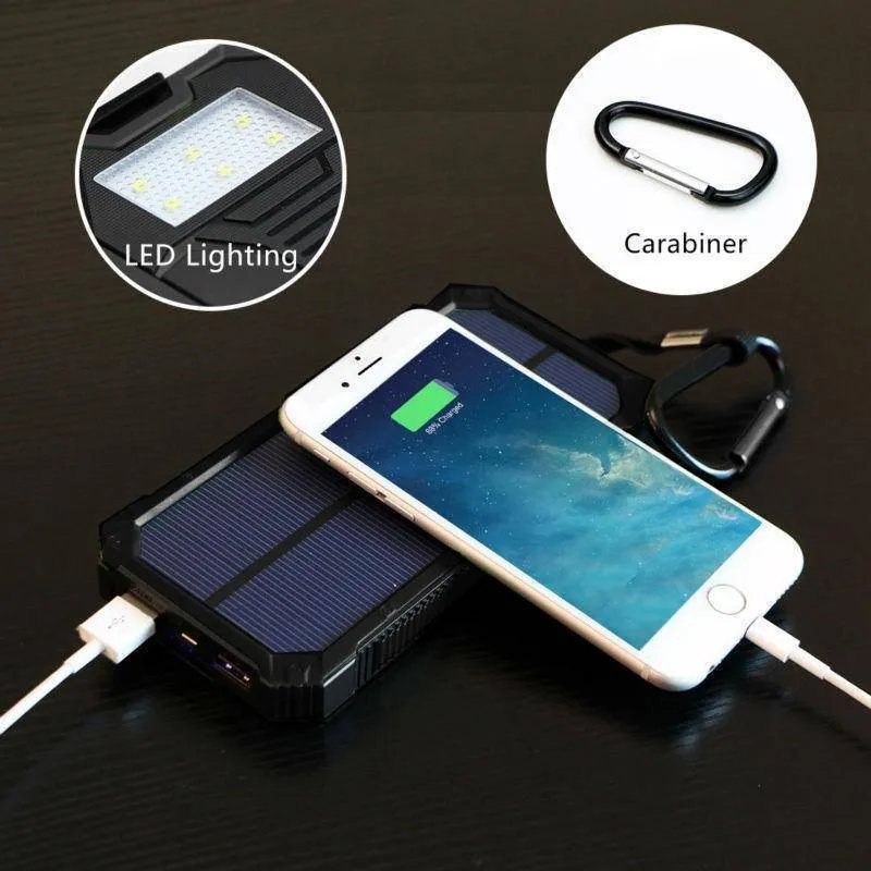 Waterproof Portable Solar Powered Phone /Battery Charger On The Go ! (20000mAh)