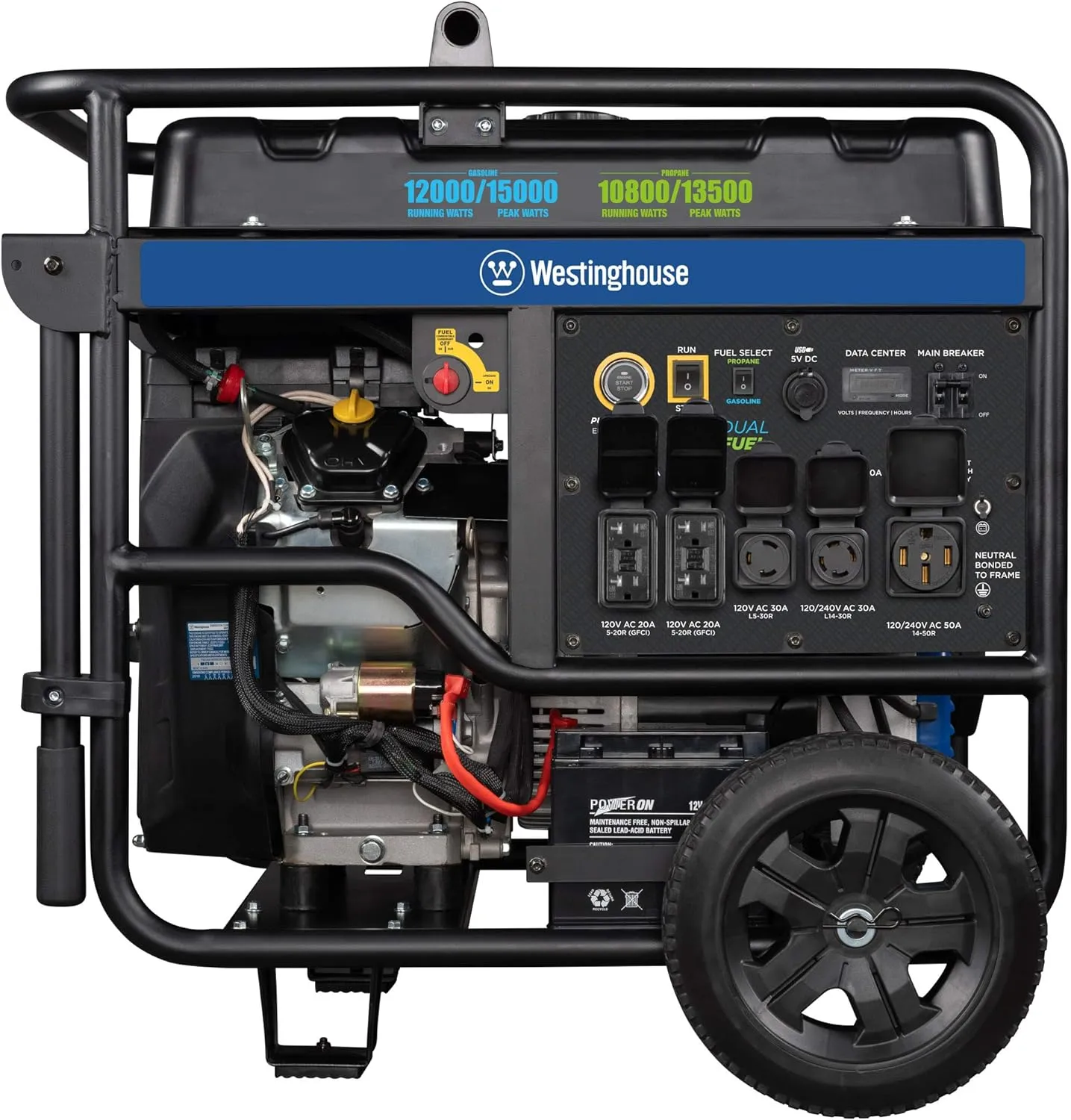 Westinghouse WGen12000DFc Generator 12000W/15000W 50 Amp Remote Start Dual Fuel with CO Sensor New