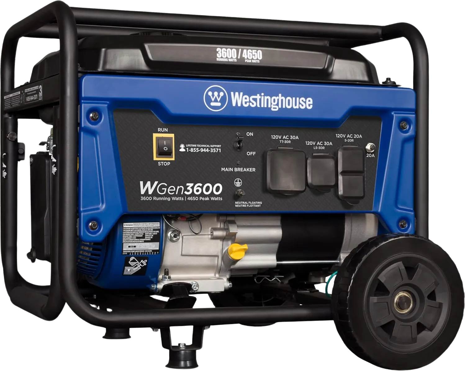 Westinghouse WGen3600 Generator 3600W/4650W 30 Amp Recoil Start Gas New