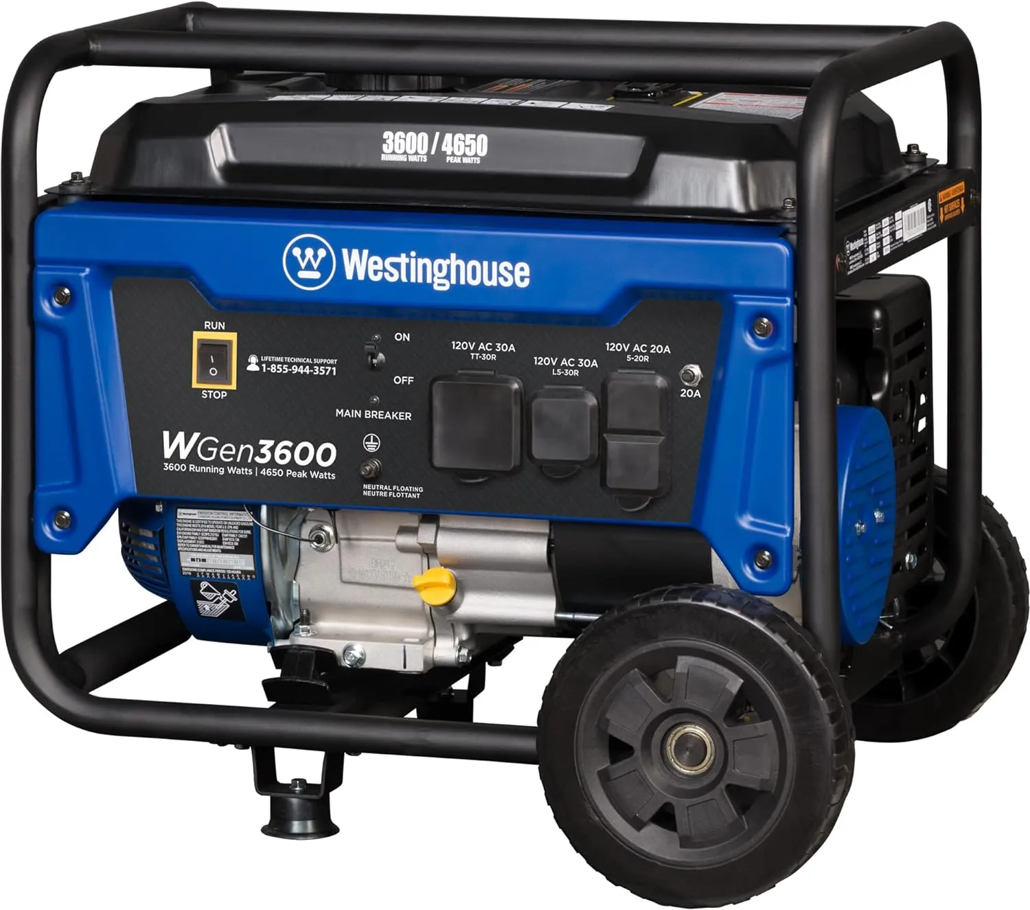 Westinghouse WGen3600 Generator 3600W/4650W 30 Amp Recoil Start Gas New