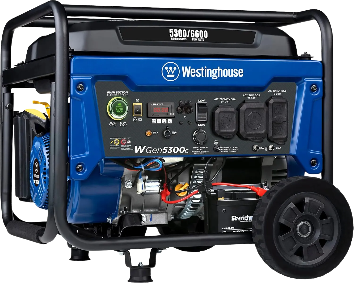 Westinghouse WGen5300c Generator 5300W/6600W 30 Amp Remote Start Gas with CO Sensor New