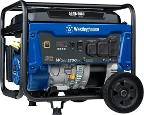 Westinghouse WGen5300cv Generator 5300W/6600W 30 Amp Recoil Start Gas with CO Sensor New