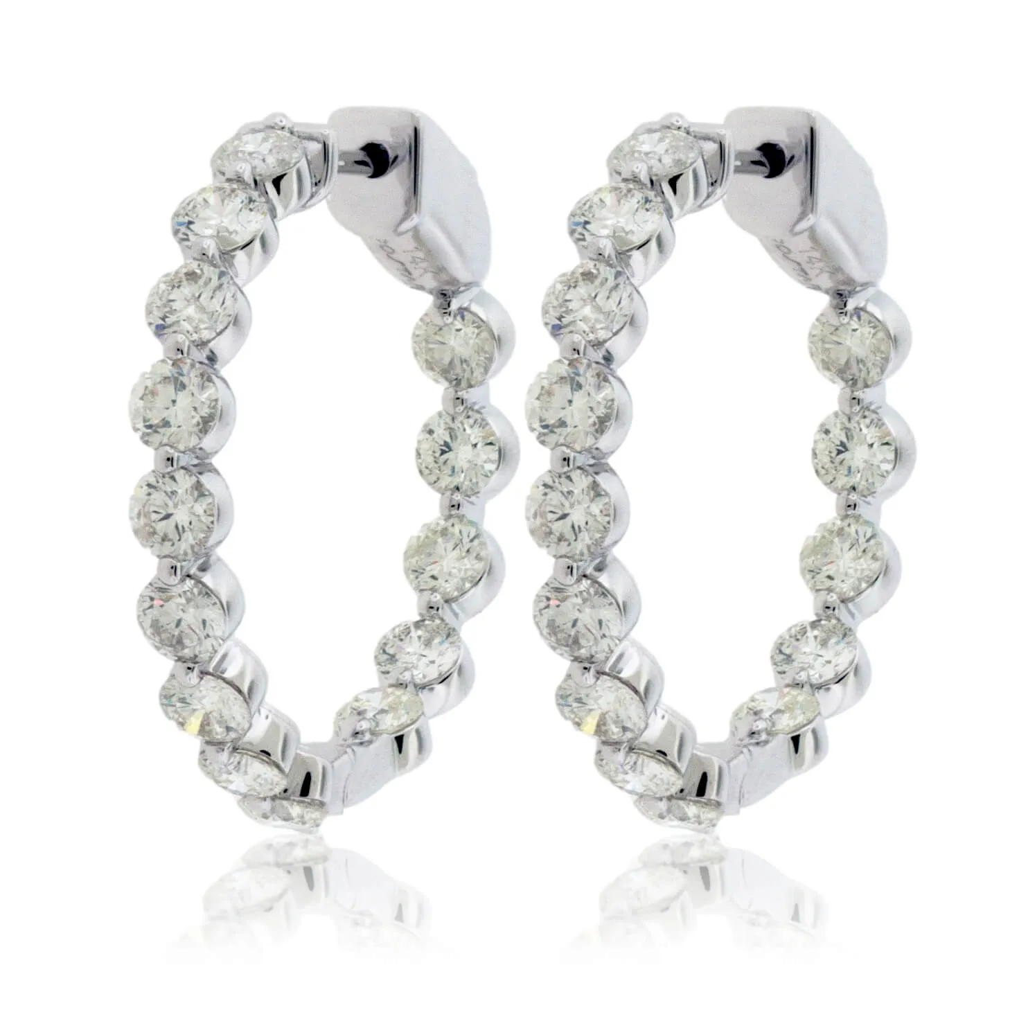 White Gold 3.60 Carat Diamond Inside Out Hoop Earrings