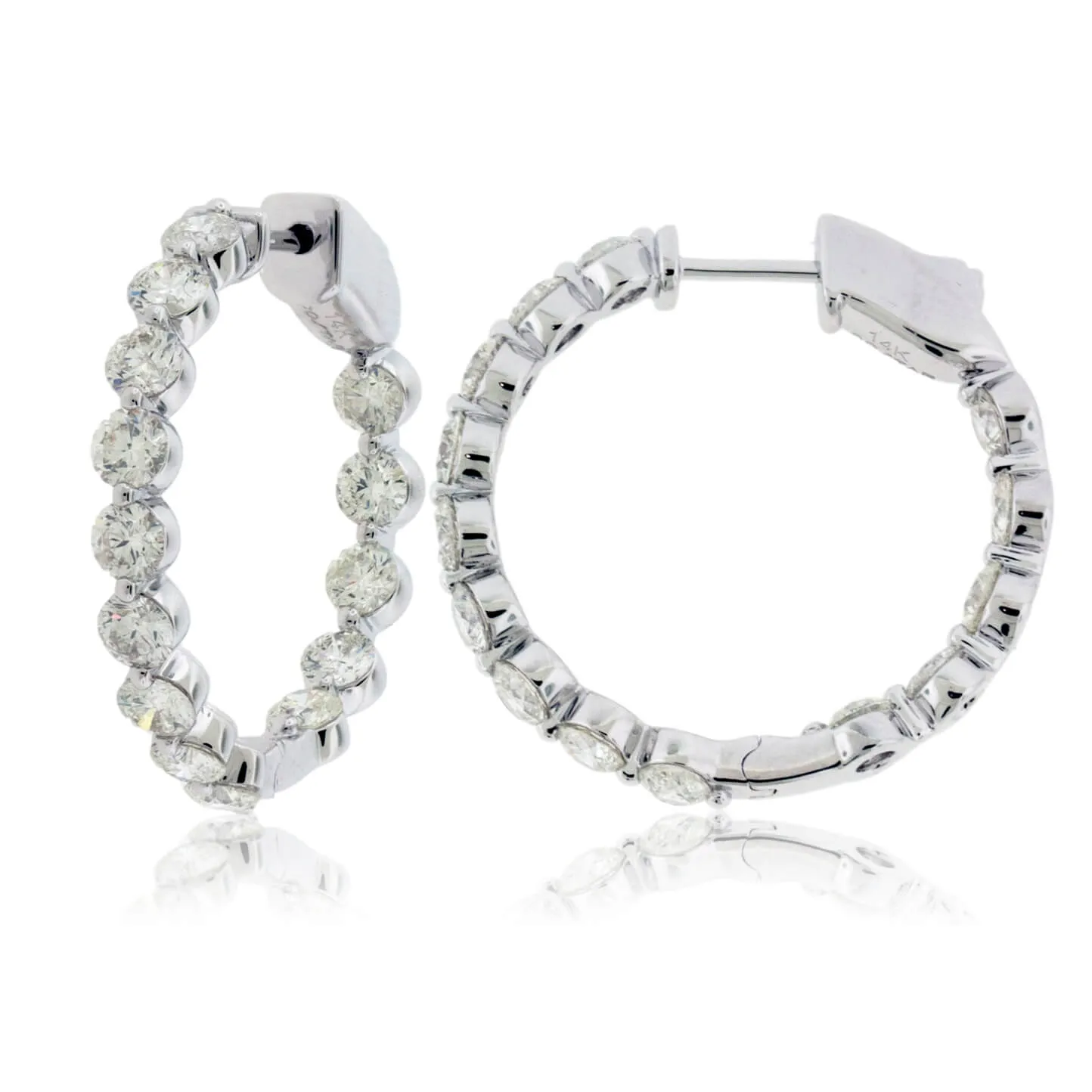 White Gold 3.60 Carat Diamond Inside Out Hoop Earrings