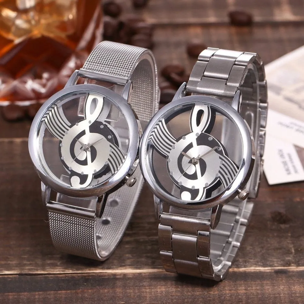 Women's Hollow Music Note Silver Fashion Watch by Zegarek Damski