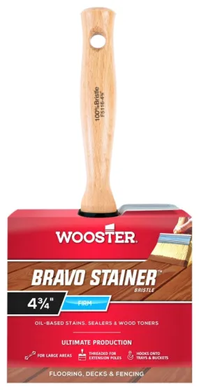 Wooster F5116-4 Paint Brush, 4 in W, 2-9/16 in L Bristle, China Bristle, Threaded Handle :EA: QUANTITY: 1