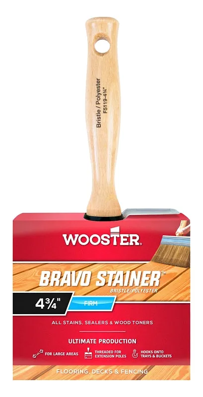 Wooster F5119-4-3/4 Paint Brush, 4-3/4 in W, 2-3/4 in L Bristle, China/Polyester Bristle, Threaded Handle :EA: QUANTITY: 1