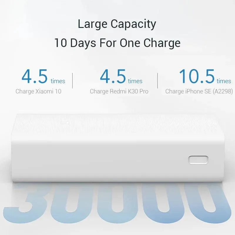 Xiaomi Power Bank 3 - 30000mAh High-Capacity Portable Charger with 18W Fast Charging and Triple USB Outputs