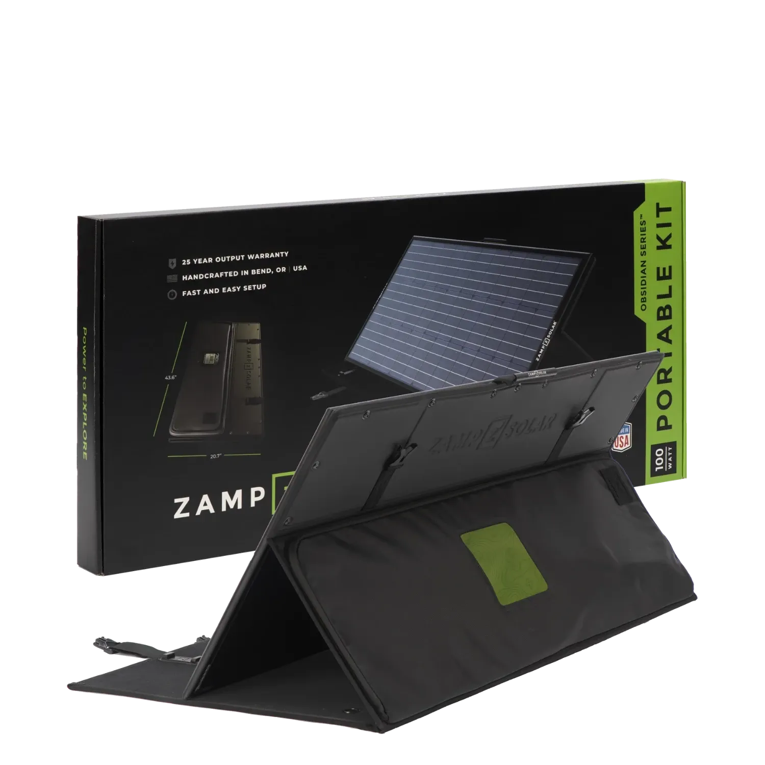 Zamp Solar OBSIDIAN® SERIES 100-Watt Portable Kit (No Charge Controller Included) -Unregulated